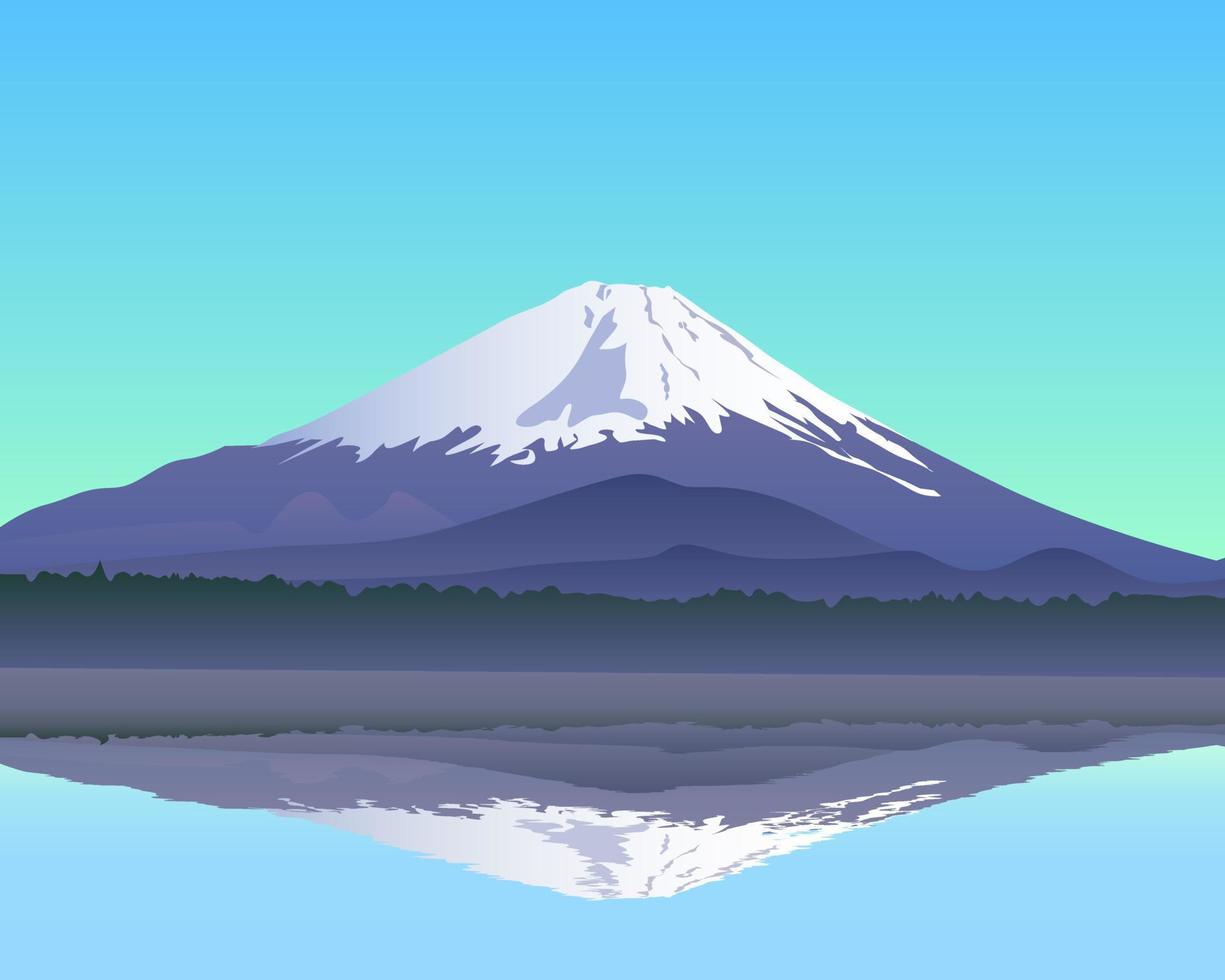 der heilige berg von fuji im hintergrund des blauen himmels vektor
