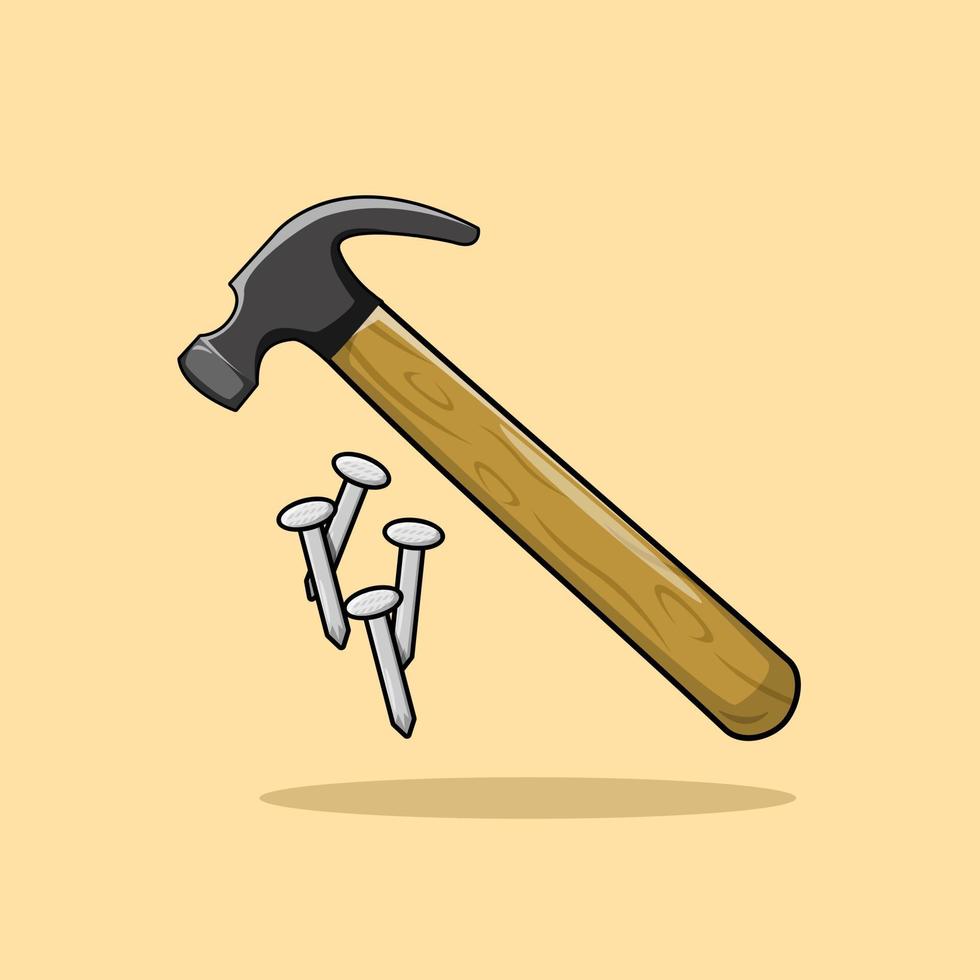 hammer und nägel ausrüstung zeichnung cartoon vektor