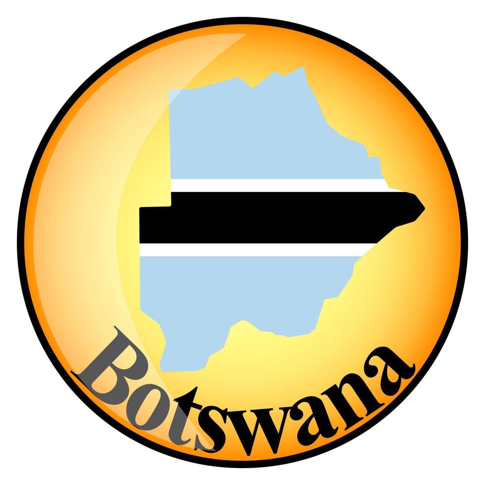 orangefarbener Knopf mit den Bildkarten von Botswana vektor