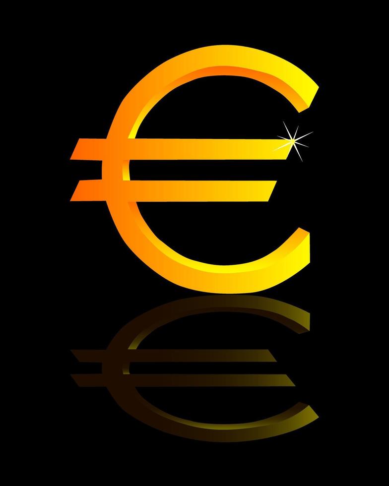 guldskylt på euron på en svart bakgrund vektor