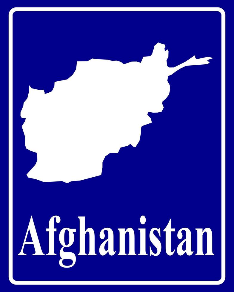 Zeichen als weiße Silhouettenkarte von Afghanistan vektor