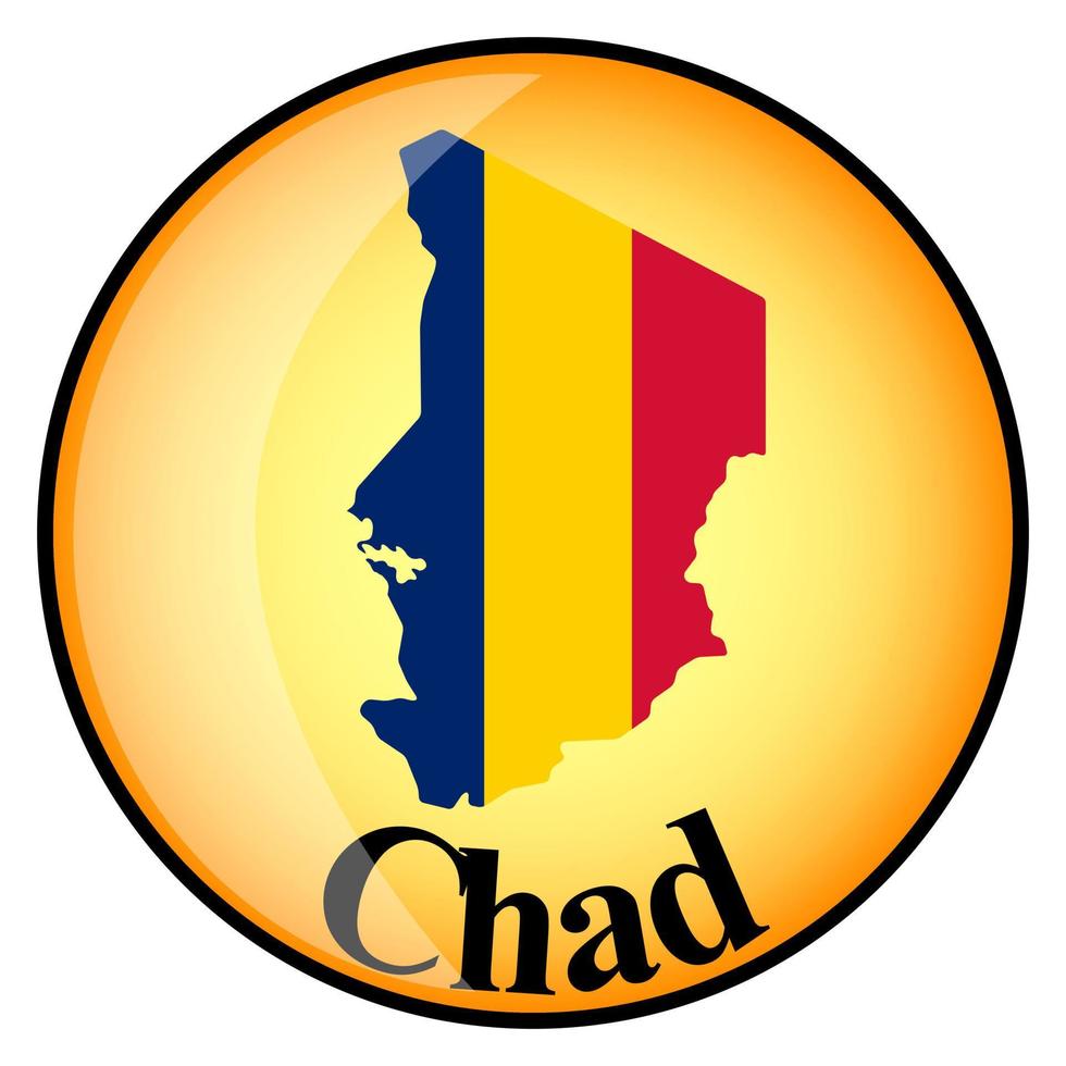 orange knapp med bildkartor över Tchad vektor