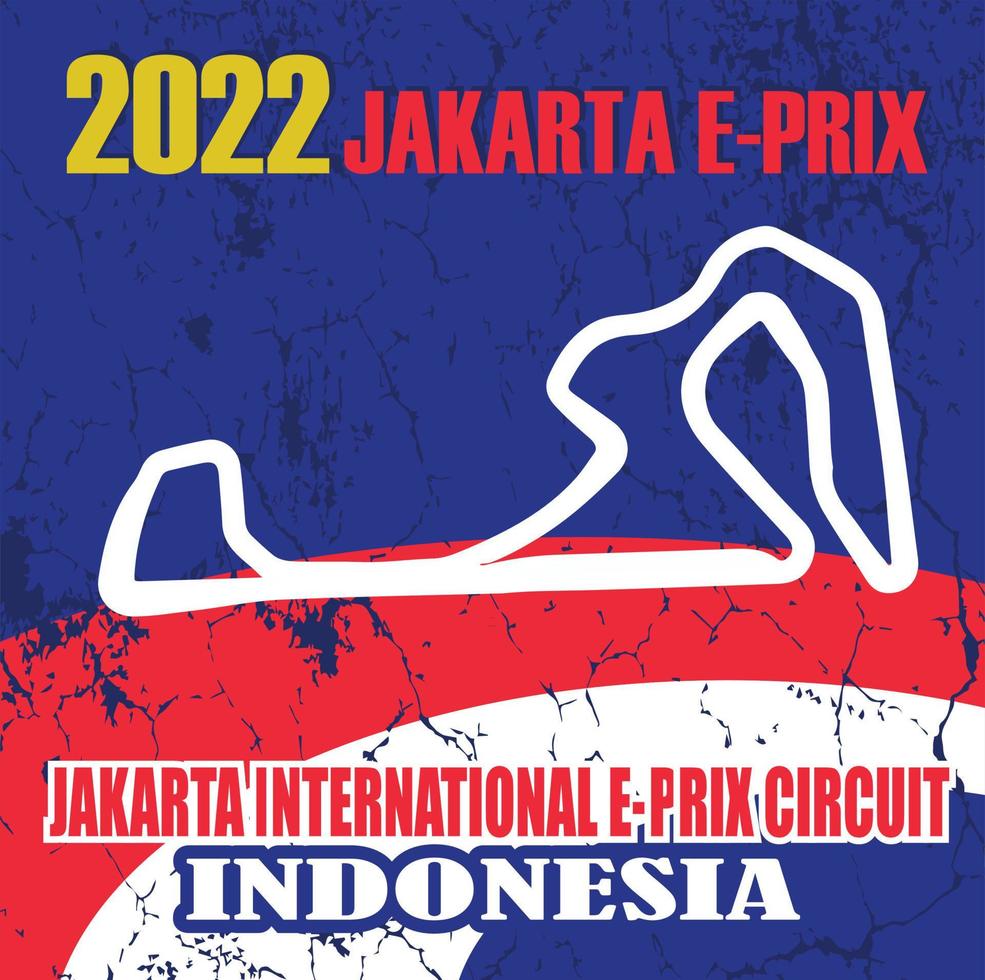 jakarta, 16. mai 2022. jakarta international e-prix circuit. Schaltungsformel in Indonesien. mit einer Streckenlänge von 2,4 km. Design, Logo, Illustrator, Broschüre, Banner vektor