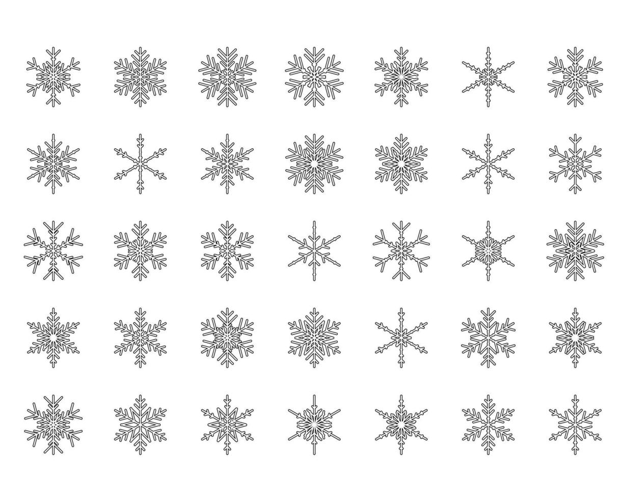 vektor uppsättning olika snöflingor jul nyår webbikoner