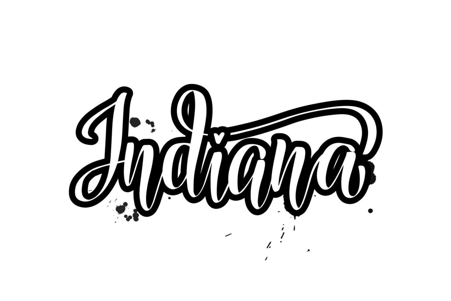 inspirierende handgeschriebene pinselbeschriftung indiana. vektorkalligraphieillustration lokalisiert auf weißem hintergrund. typografie für banner, abzeichen, postkarten, t-shirts, drucke, poster. vektor