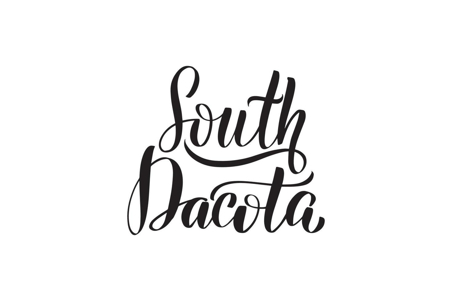 inspirerande handskrivna borste bokstäver South dakota. vektor kalligrafi illustration isolerad på vit bakgrund. typografi för banderoller, märken, vykort, t-shirt, tryck, affischer.