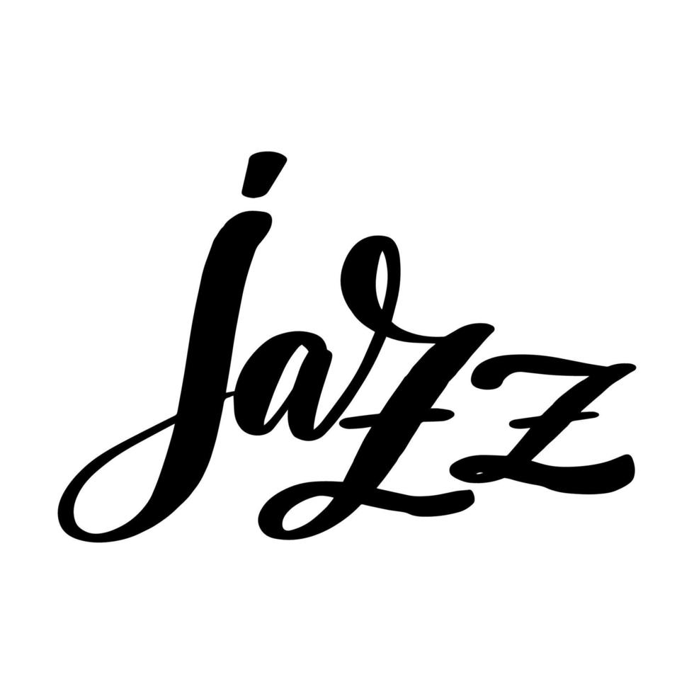 Jazz. einzigartige handgezeichnete schriftzüge und moderne kalligrafie. kann für Werbematerialien, Poster, Karten, Briefpapier, Banner, Werbung, soziale Medien usw. verwendet werden. vektor