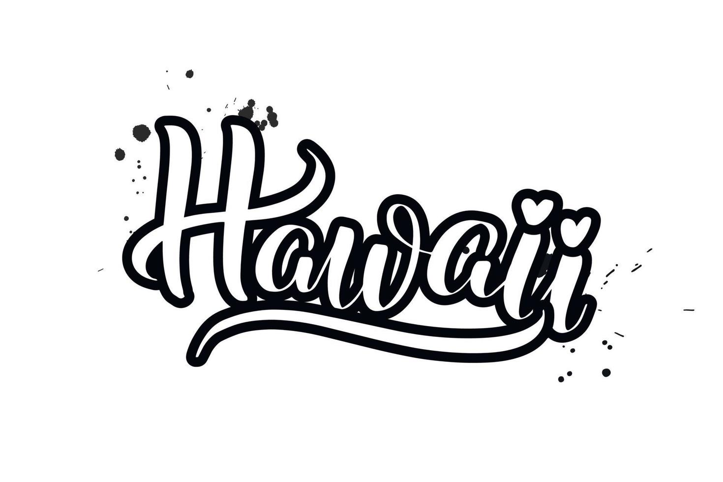 inspirerande handskrivna borste bokstäver hawaii. vektor kalligrafi illustration isolerad på vit bakgrund. typografi för banderoller, märken, vykort, t-shirt, tryck, affischer.