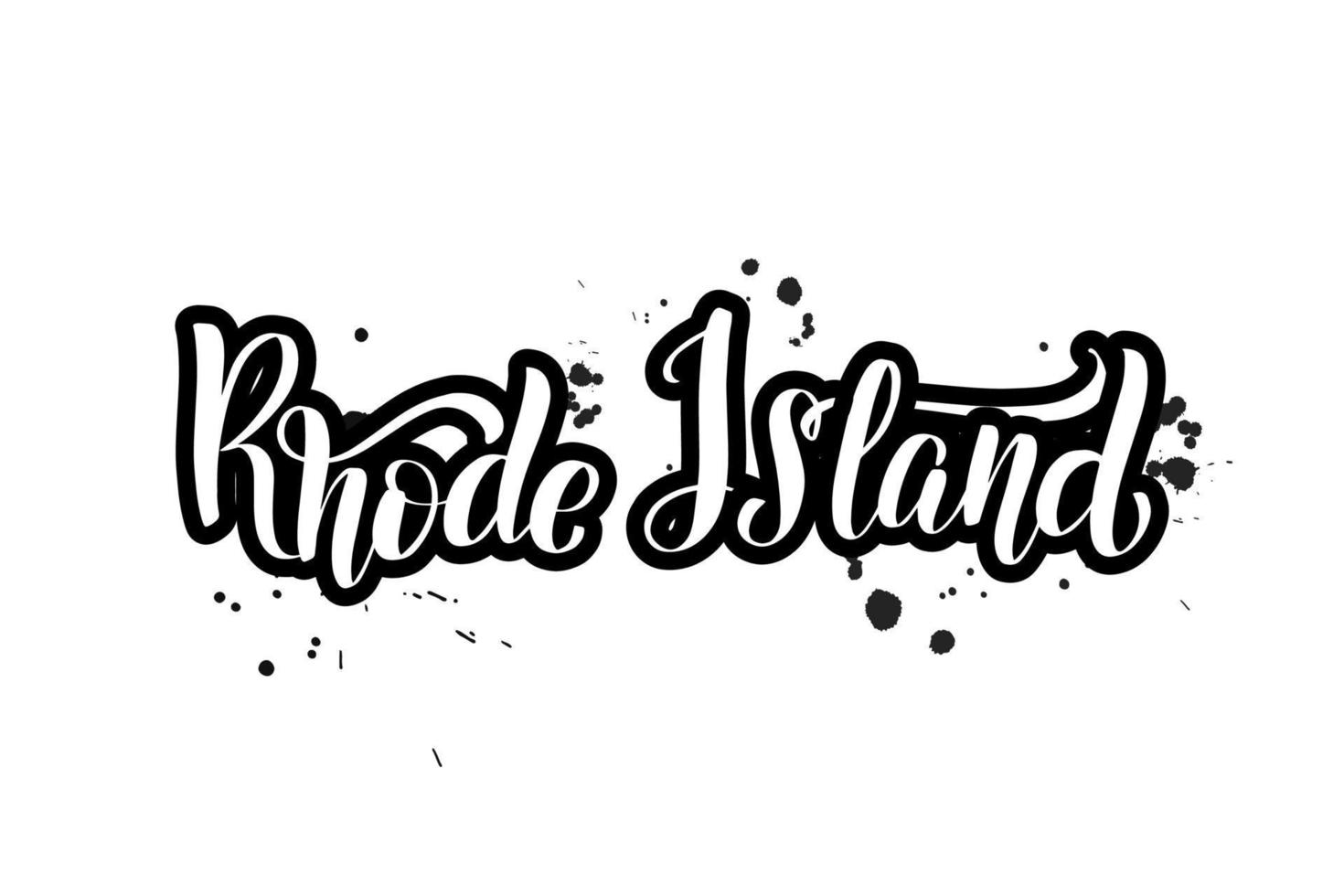 inspirerande handskrivna borste bokstäver Rhode Island. vektor kalligrafi illustration isolerad på vit bakgrund. typografi för banderoller, märken, vykort, t-shirt, tryck, affischer.