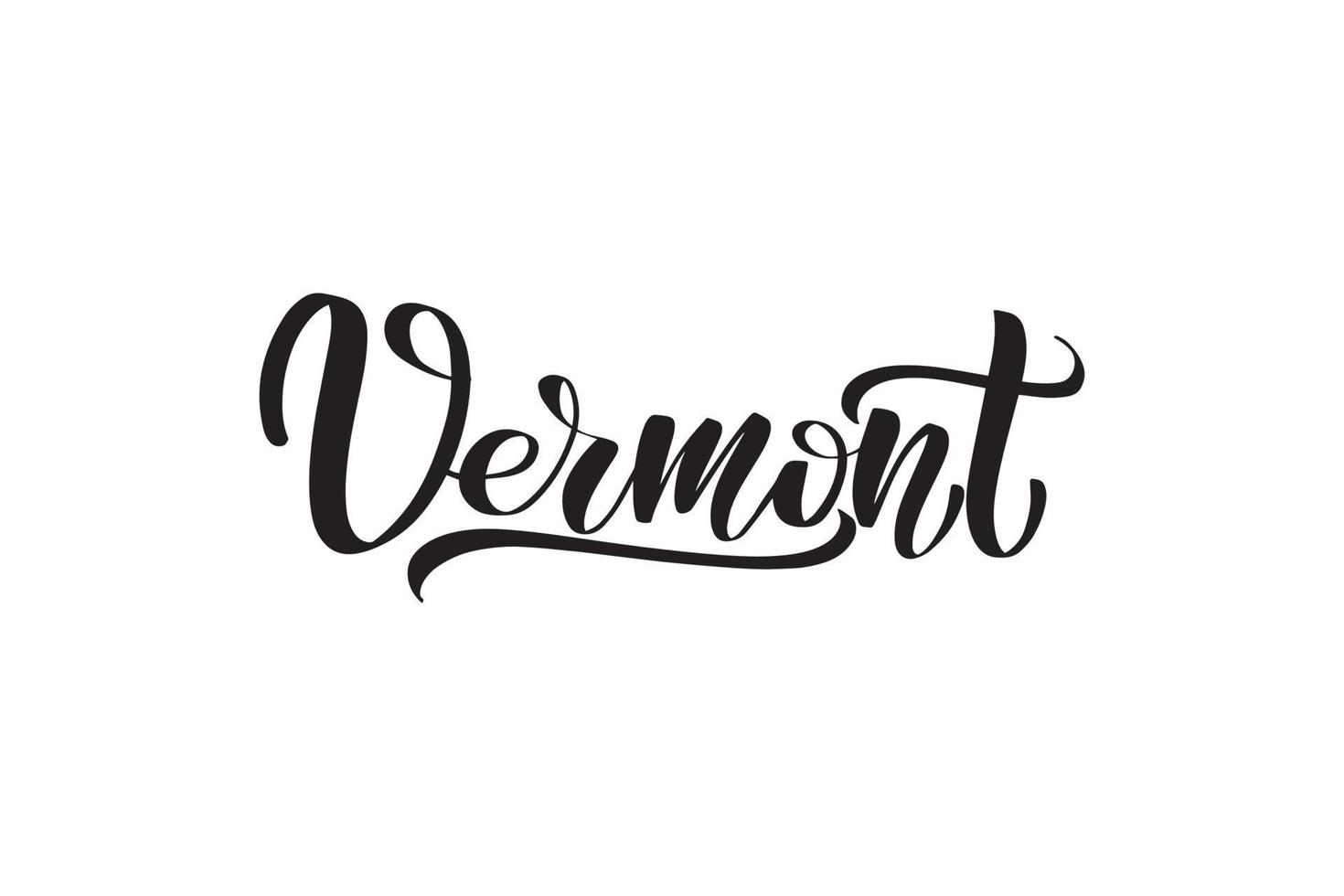 inspirerande handskrivna borste bokstäver vermont. vektor kalligrafi illustration isolerad på vit bakgrund. typografi för banderoller, märken, vykort, t-shirt, tryck, affischer.