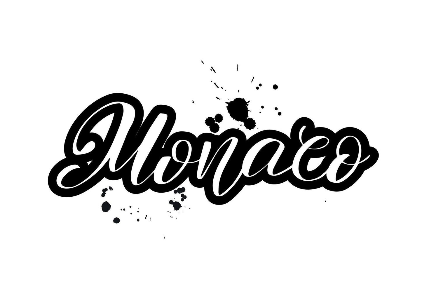 inspirierende handgeschriebene pinselschrift monaco. vektorkalligraphievorratillustration lokalisiert auf weißem hintergrund. typografie für banner, abzeichen, postkarten, t-shirts, drucke, poster. vektor