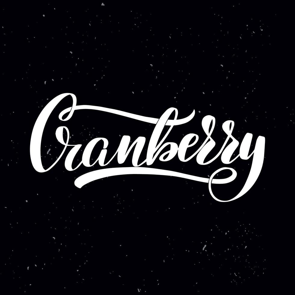 tafel tafel schriftzug cranberry. handgeschriebener kalligraphietext, kreide auf einer tafel, vektorillustration. grüße für logotyp, abzeichen, symbol. vektor