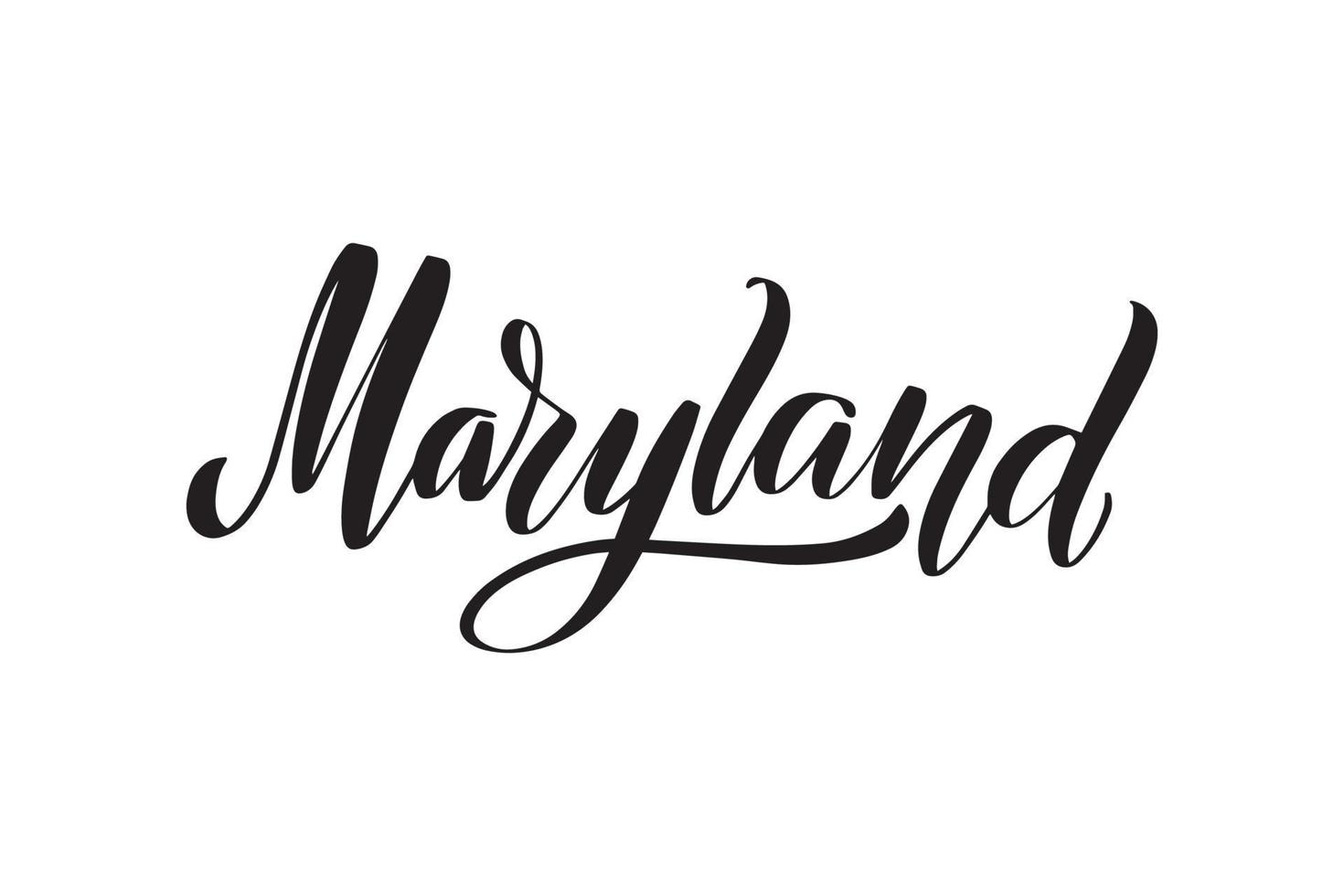 inspirerande handskrivna borste bokstäver Maryland. vektor kalligrafi illustration isolerad på vit bakgrund. typografi för banderoller, märken, vykort, t-shirt, tryck, affischer.