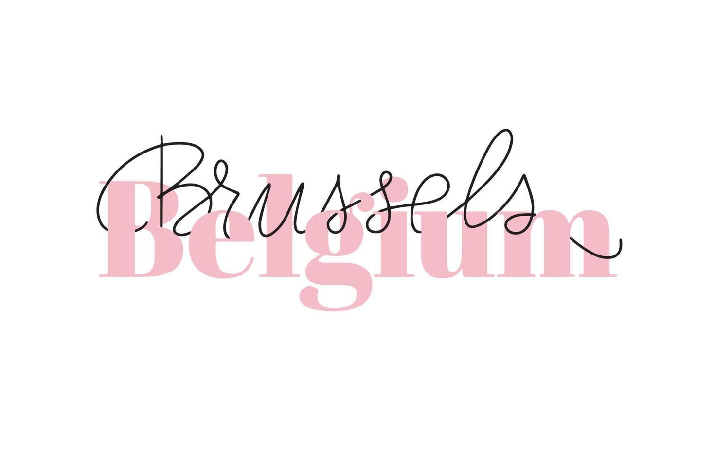 inspirerande handskrivna borste bokstäver Belgien Bryssel. vektor kalligrafi illustration isolerad på vit bakgrund. typografi för banderoller, märken, vykort, t-shirt, tryck, affischer.