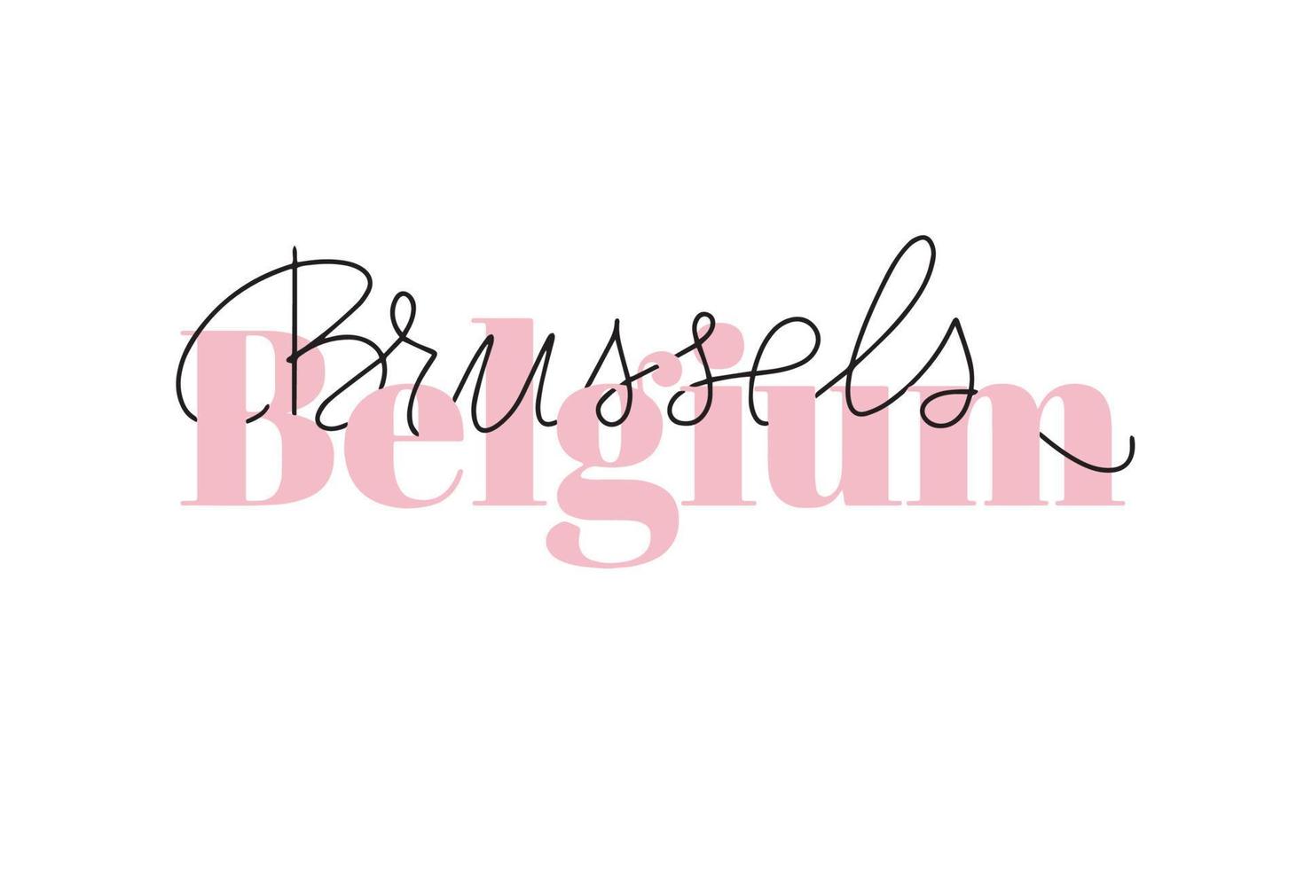 inspirierende handschriftliche pinselbeschriftung belgien brüssel. vektorkalligraphieillustration lokalisiert auf weißem hintergrund. typografie für banner, abzeichen, postkarten, t-shirts, drucke, poster. vektor