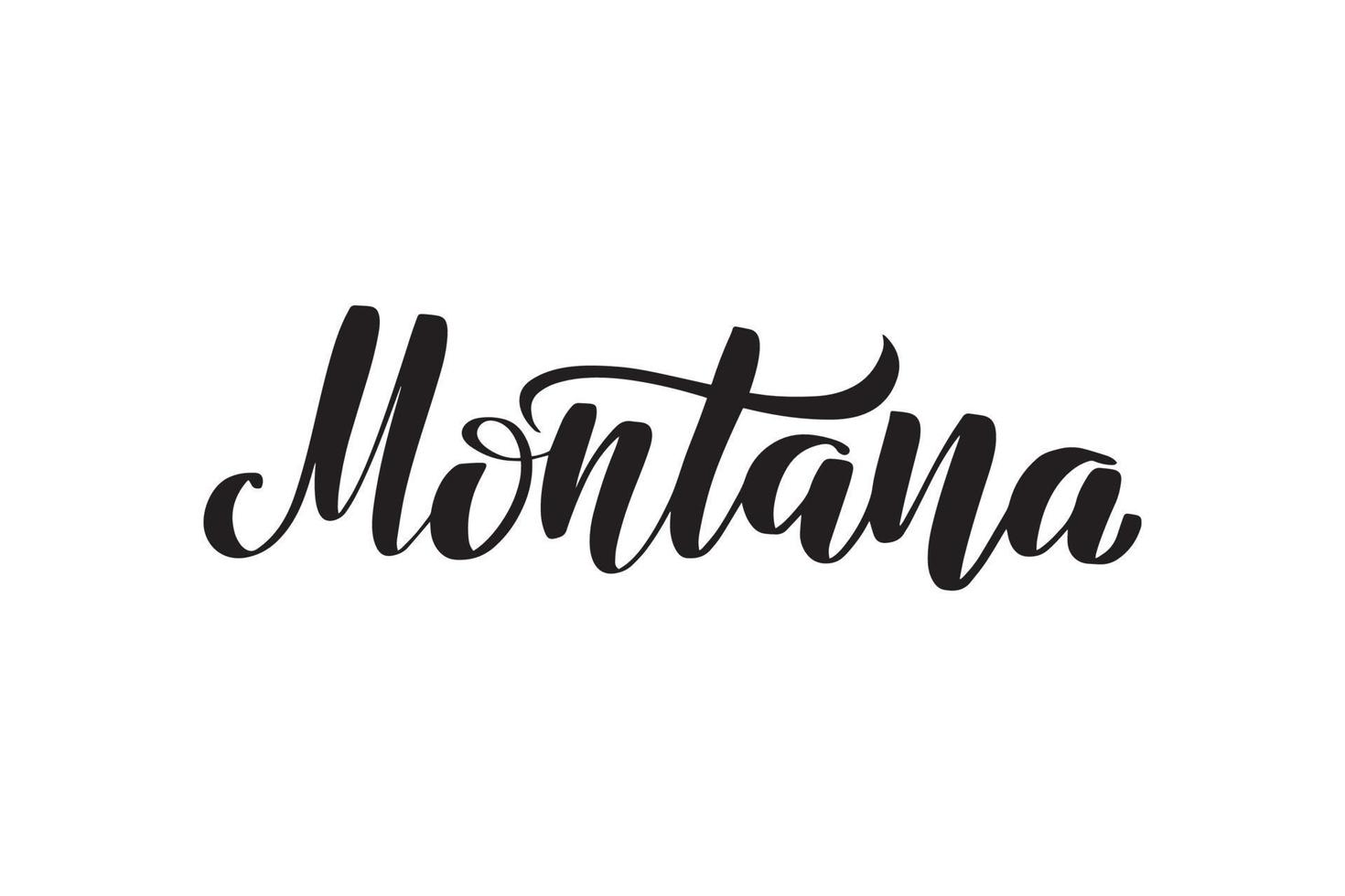 inspirerande handskrivna borste bokstäver montana. vektor kalligrafi illustration isolerad på vit bakgrund. typografi för banderoller, märken, vykort, t-shirt, tryck, affischer.