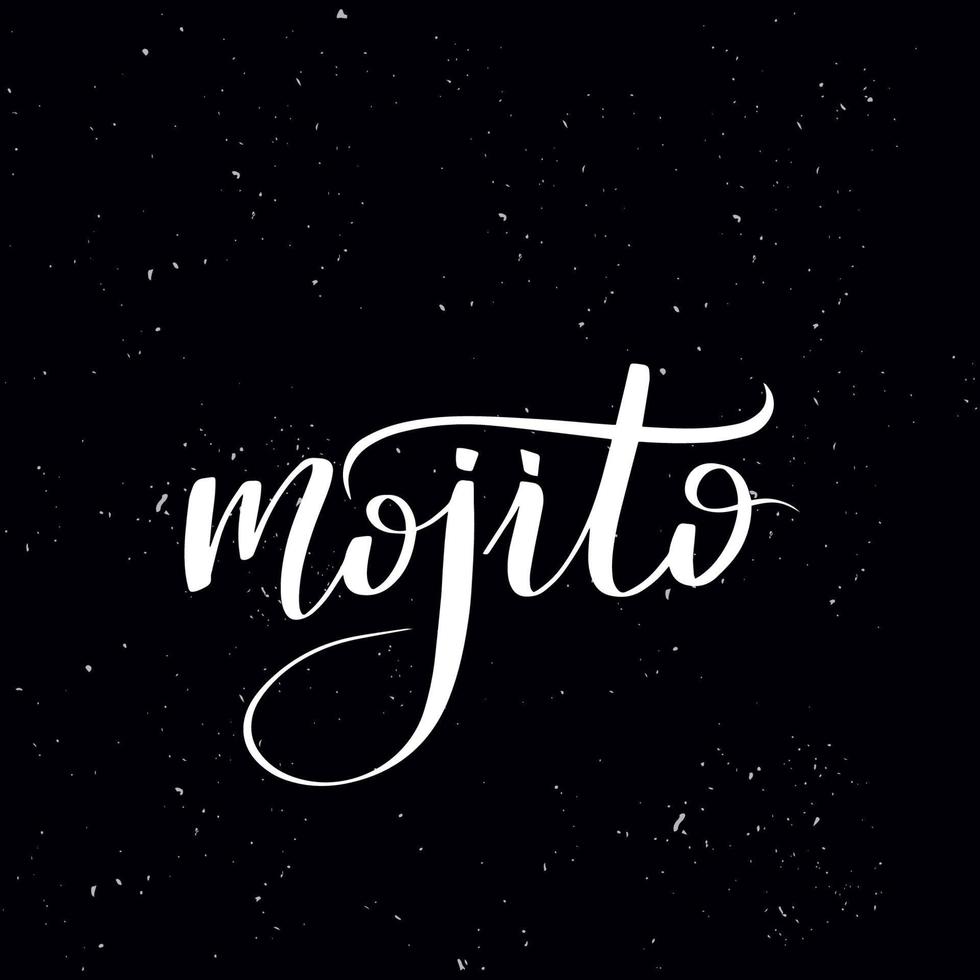 tafel tafel schriftzug mojito. handgeschriebener Kalligraphietext, Kreide auf einer Tafel, Vektorstockillustration. grüße für logotyp, abzeichen, symbol. vektor