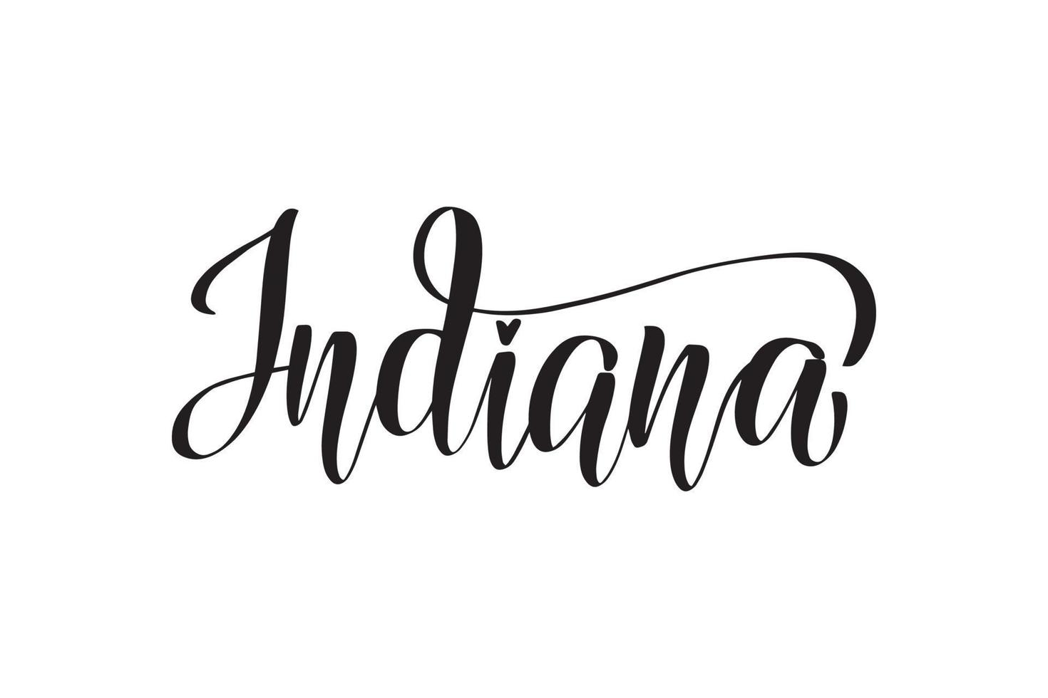 inspirierende handgeschriebene pinselbeschriftung indiana. vektorkalligraphieillustration lokalisiert auf weißem hintergrund. typografie für banner, abzeichen, postkarten, t-shirts, drucke, poster. vektor