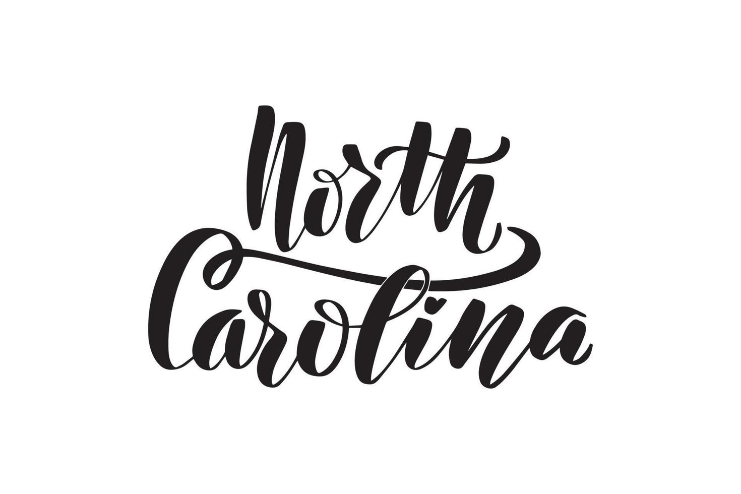 inspirierende handschriftliche pinselbeschriftung north carolina. vektorkalligraphieillustration lokalisiert auf weißem hintergrund. typografie für banner, abzeichen, postkarten, t-shirts, drucke, poster. vektor