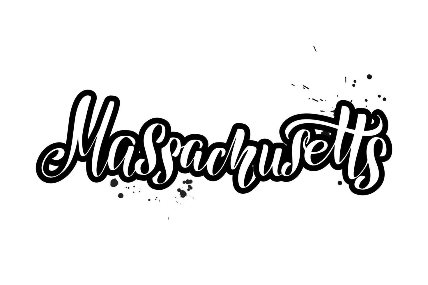 inspirierende handschriftliche pinselbeschriftung massachusetts. vektorkalligraphieillustration lokalisiert auf weißem hintergrund. typografie für banner, abzeichen, postkarten, t-shirts, drucke, poster. vektor