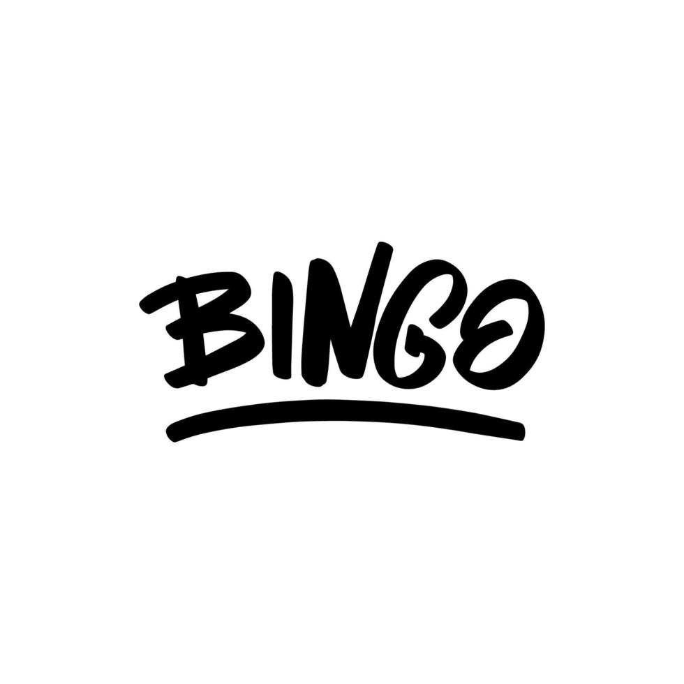 inspirierendes handgeschriebenes Pinselschrift-Bingo. vektorkalligraphieillustration lokalisiert auf weißem hintergrund. typografie für banner, abzeichen, postkarten, t-shirts, drucke, poster. vektor