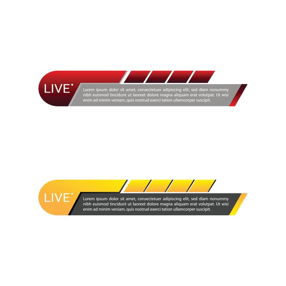 Stilvolle Nachrichtenschlagzeile für Fernsehsender mit gelbem und rotem Farbton, Nachrichtenschlagzeile mit Textdesign auf mehrfarbigem Metallic-Schatten, Schlagzeile im unteren Drittel für Fernsehnachrichten. vektor