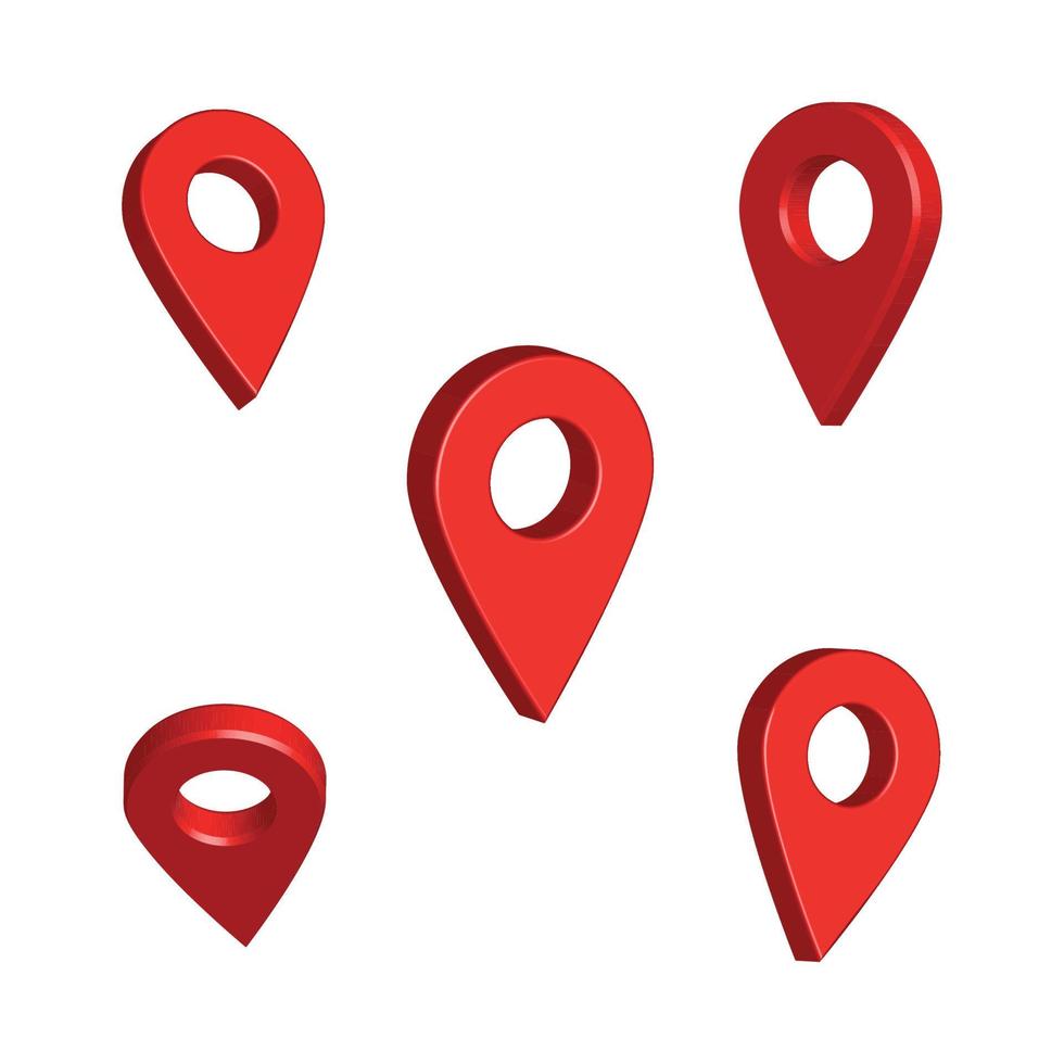 Sie sind hier GPS-Navigationskartenzeiger, 3D-Vektorkartenmarkierungssymbol, das auf den Standort zeigt, Webelementdesign, Platznavigationszeichen, 3D-Rot-Standort-Pin-Sammlung Vektorillustration. vektor