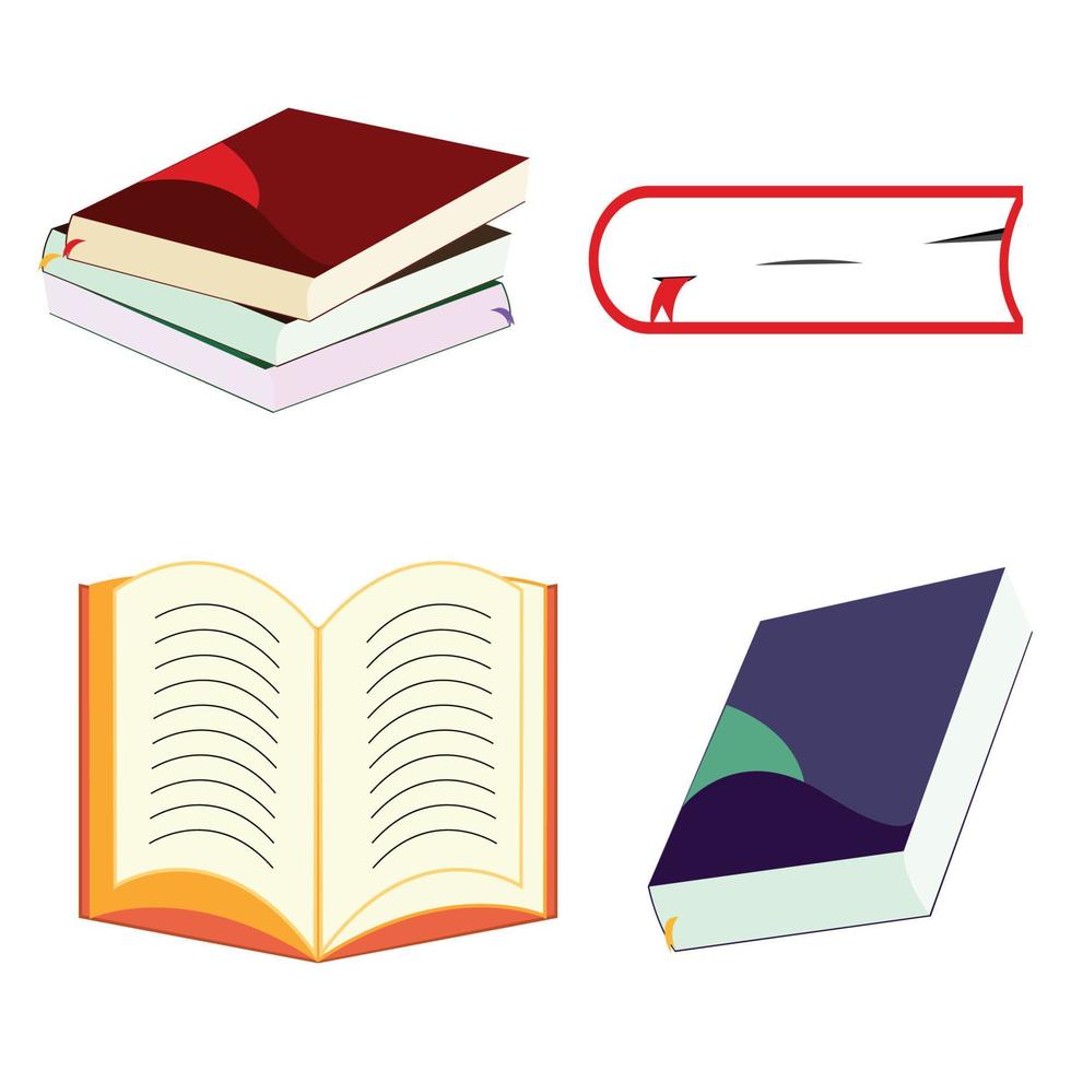 skol- eller högskoleutrustning för studenter flerfärgade böcker vektorillustration, böcker, utrustning, element, skola, universitet, högskola, studenter. vektor