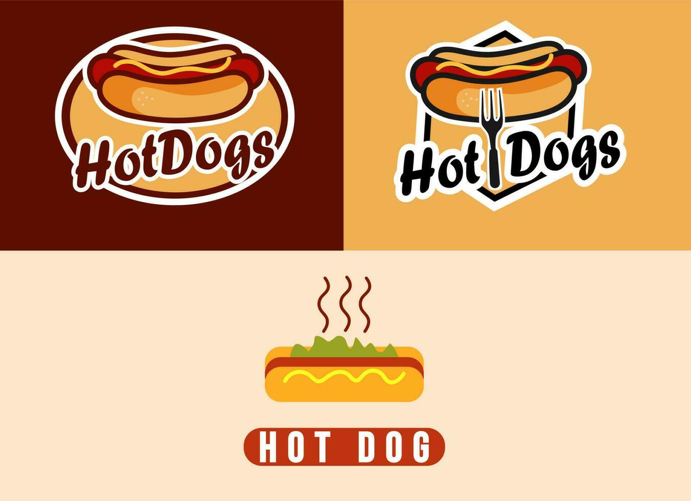 Hotdog-Restaurant-Logo-Design-Vorlage. vektor