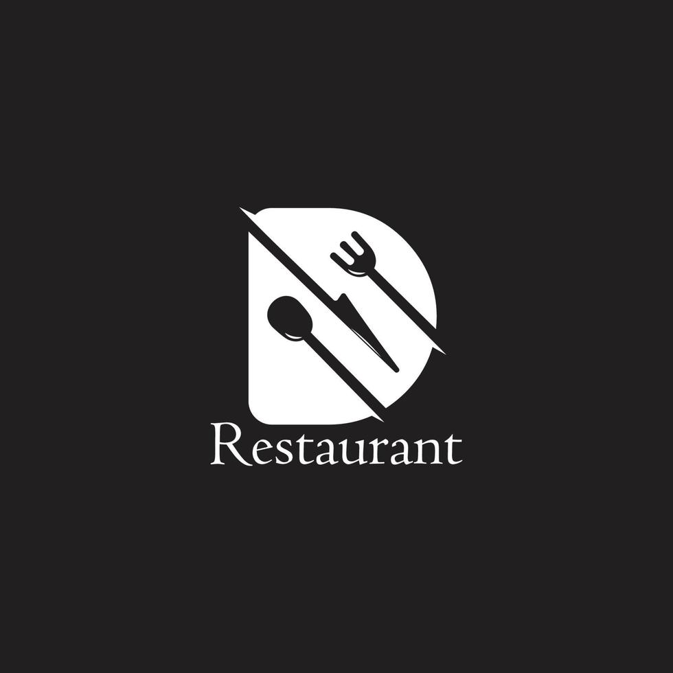 bokstaven d sked gaffel kniv mat restaurang symbol vektor