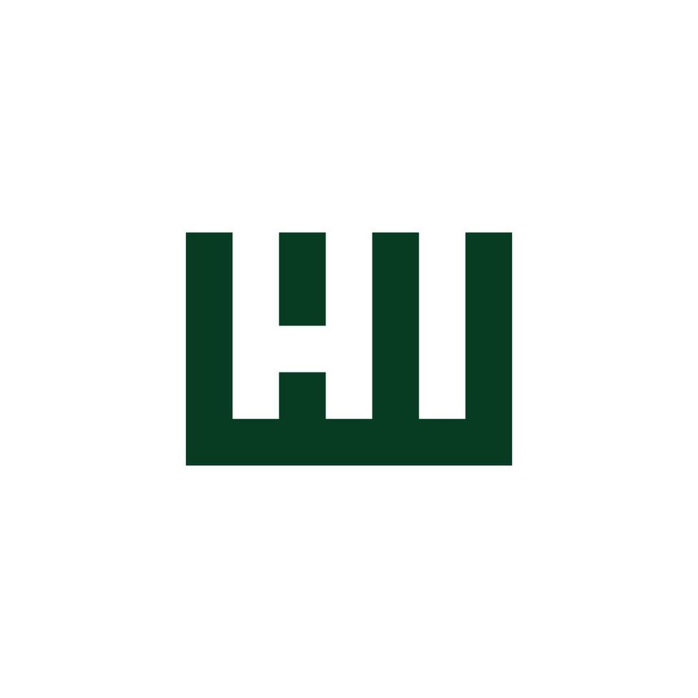 Buchstabe hallo Symbol geometrische quadratische Linie negativer Raum Design Logo Vektor
