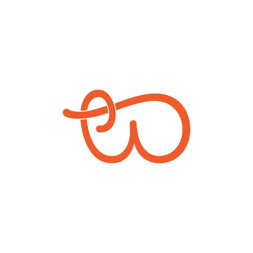 Buchstabe w kurvt Farbband-Thread-Design-Logo-Vektor vektor