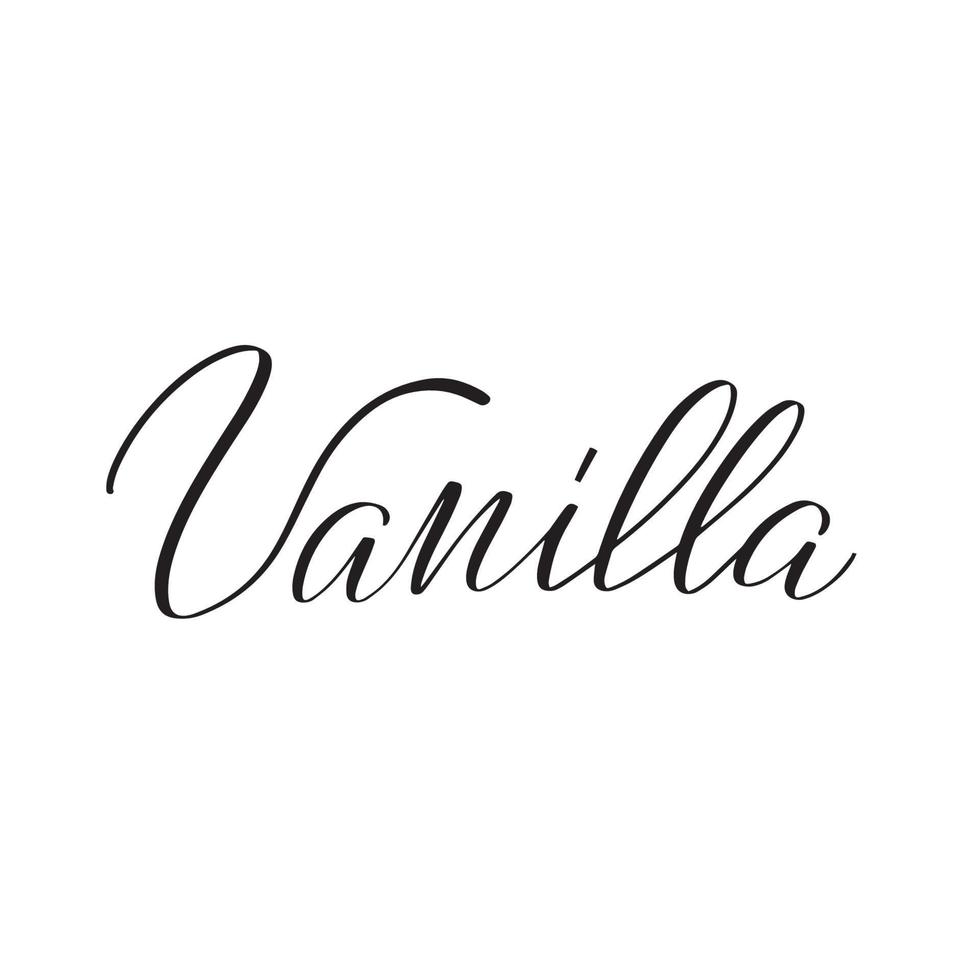 inspirierende handgeschriebene Pinselschrift Vanille. vektorkalligraphieillustration lokalisiert auf weißem hintergrund. typografie für banner, abzeichen, postkarten, t-shirts, drucke, poster. vektor