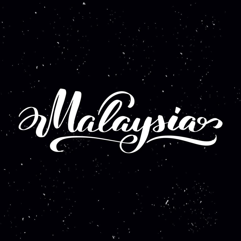 svarta tavlan svart tavla bokstäver malaysia. handskriven kalligrafi text, krita på en svart tavla, vektor stock illustration. hälsningar för logotyp, märke, ikon.