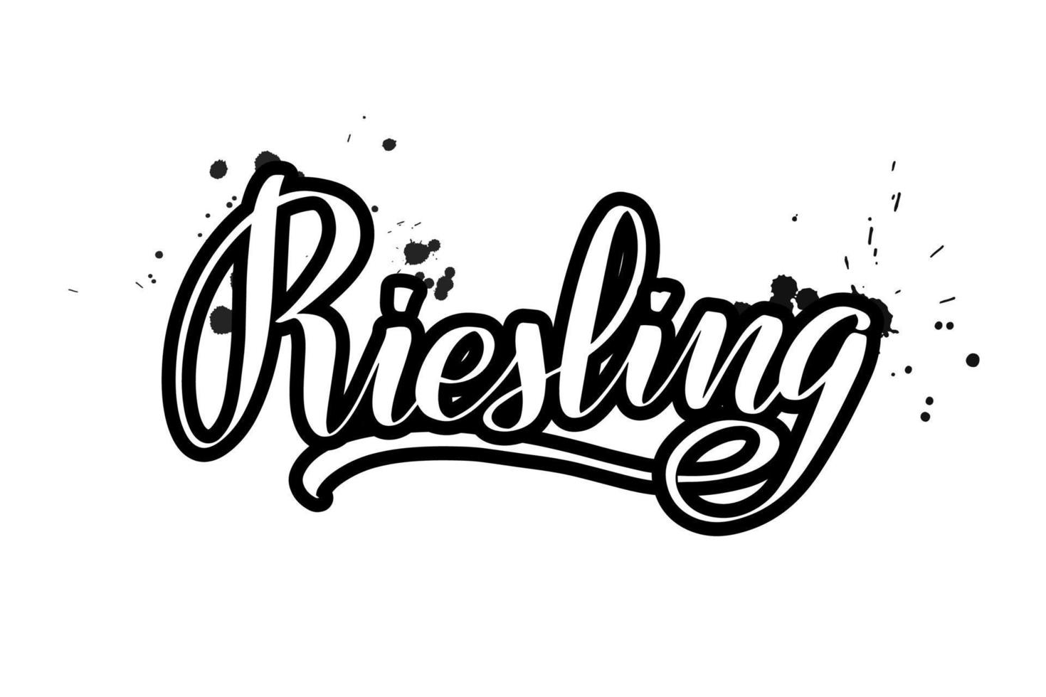 inspirerande handskrivna borste bokstäver riesling. vektor kalligrafi illustration isolerad på vit bakgrund. typografi för banderoller, märken, vykort, t-shirt, tryck, affischer.