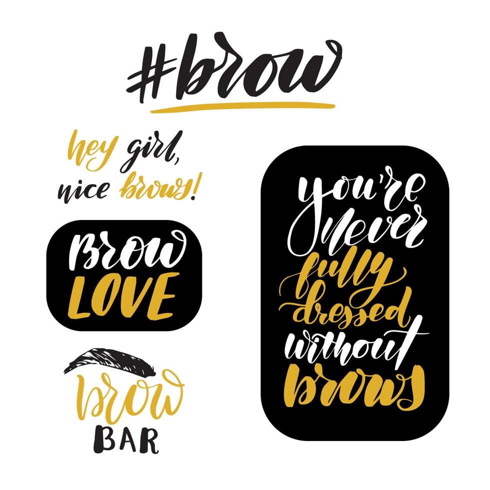 Brow Bar Schriftzug Anführungszeichen gesetzt. inspirierende handgeschriebene Pinselschrift. vektorkalligraphievorratillustration lokalisiert auf weiß. typografie für banner, abzeichen, postkarten, t-shirts, drucke. vektor