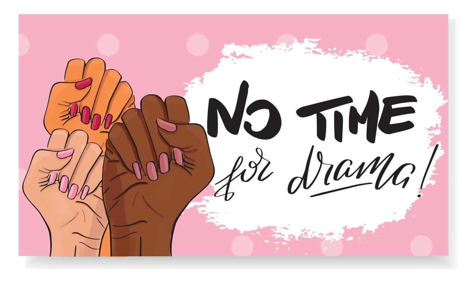 Feminismus, Girl-Power-Konzept. weibliche Revolution, Streik, Protest. Vektorvorrat-Illustrationsschablonen mit Beschriftungsdesign für Karte, Plakat, Fliegerfahne, Abzeichenpostkarte, T-Shirt, Druck. vektor