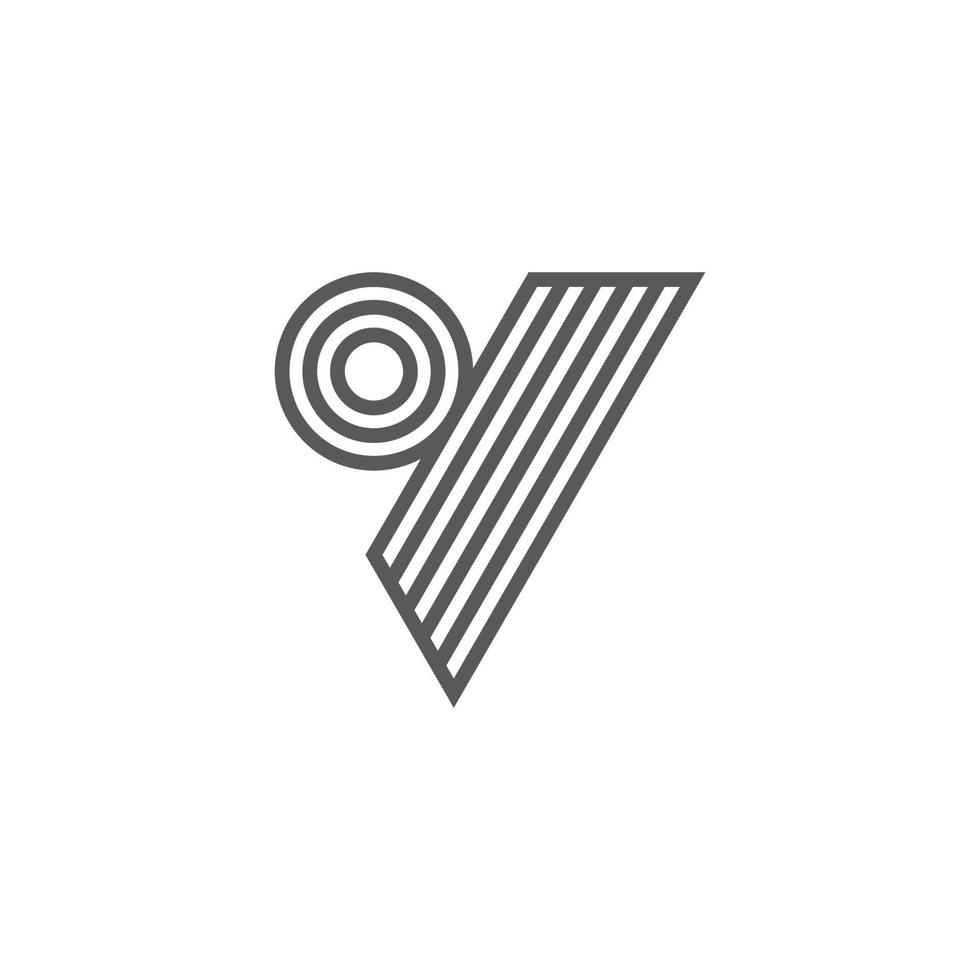 abstrakt bokstav v cirkel triangel ränder linjer logotyp vektor