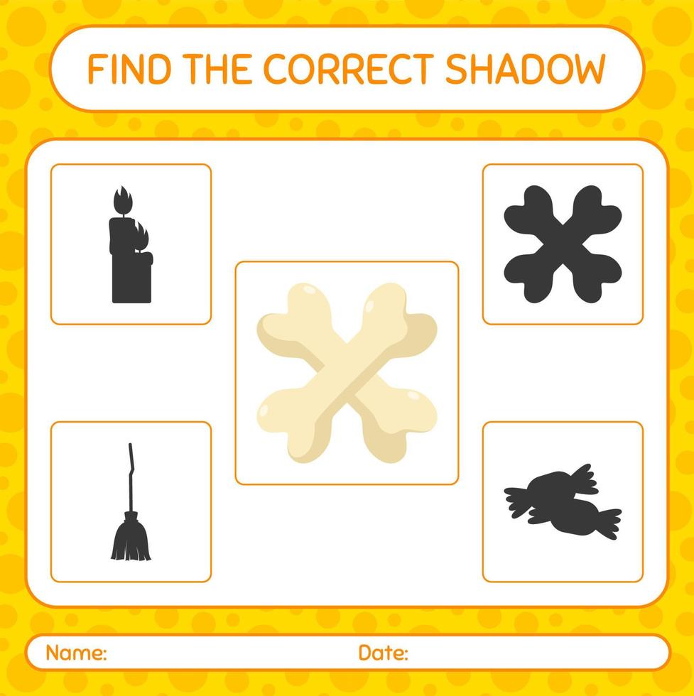 hitta rätt skuggspel med ben. arbetsblad för förskolebarn, aktivitetsblad för barn vektor