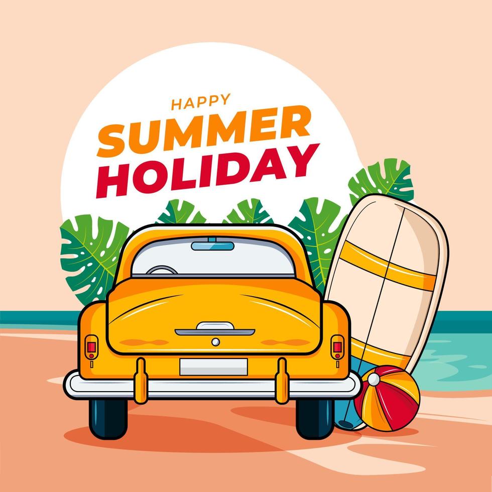 hintergrund des sommerferienkonzepts. Reiseartikel auf der Strandvektorillustration kostenloser Download vektor