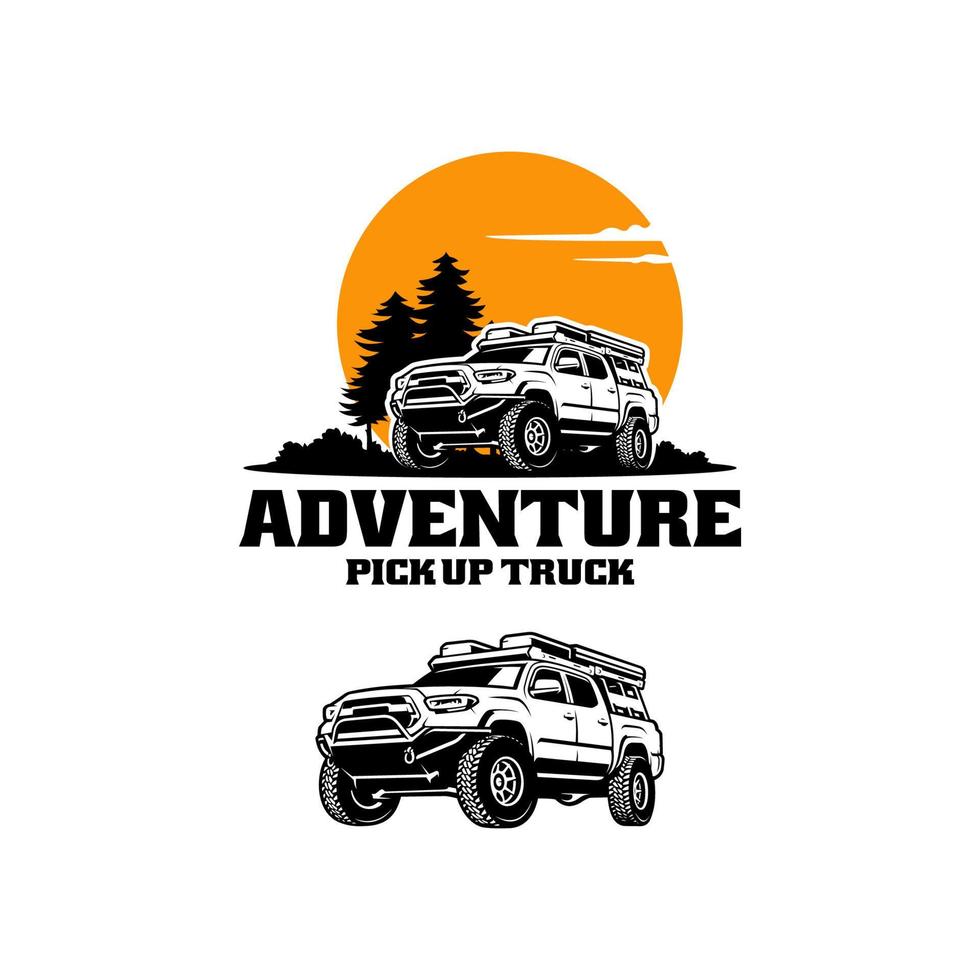 satz von pick-up-truck-abenteuer-logo-design vektor