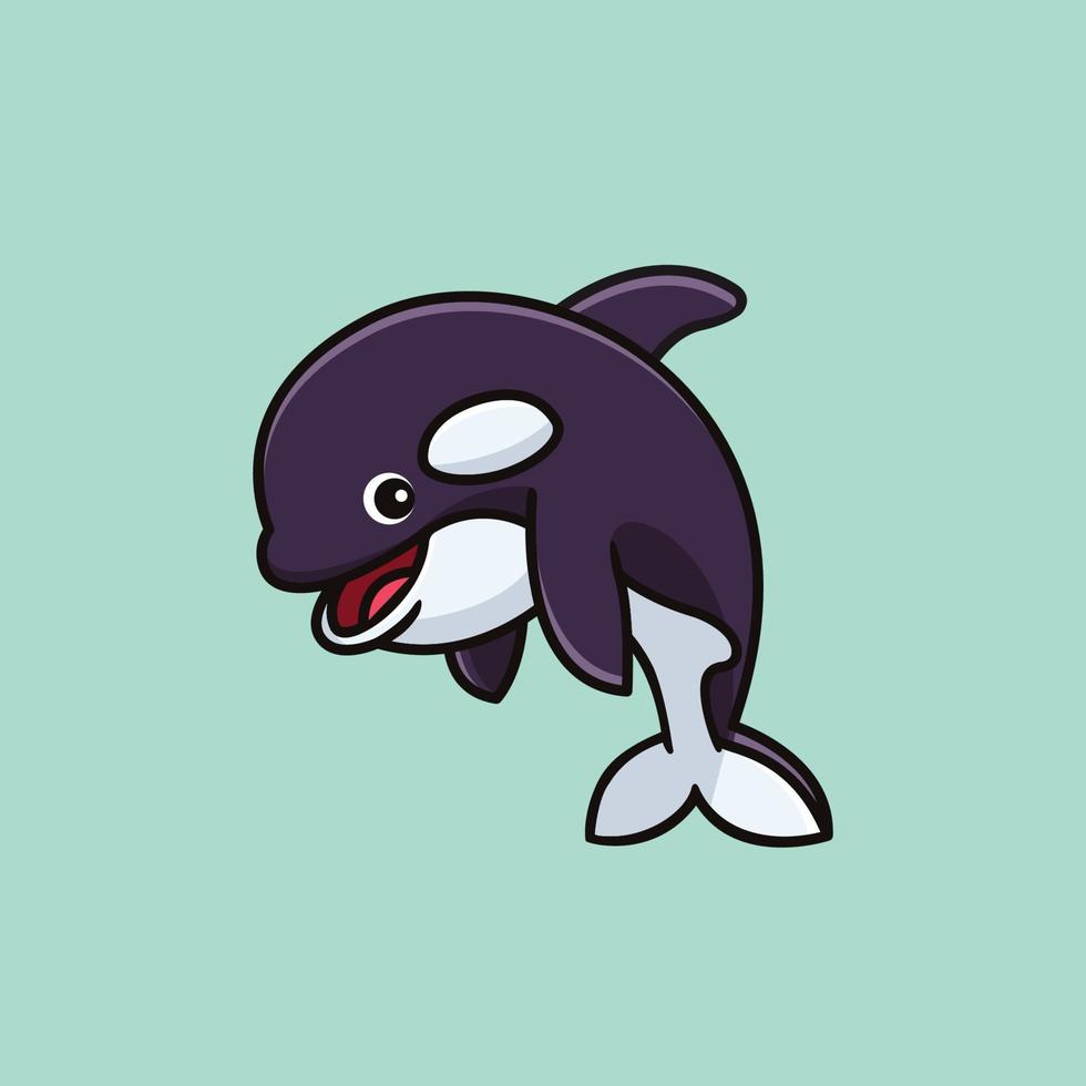 niedliche orca-wal-cartoon-figur-illustration vektor