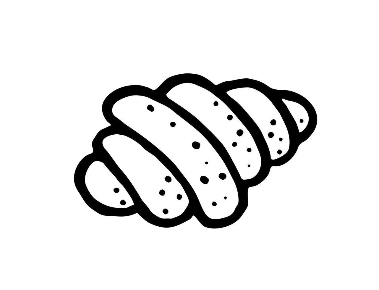 Croissant ist ein handgezeichneter Bäckereielementvektor im Stil einer Doodle-Skizze. für Café- und Bäckereimenüs vektor