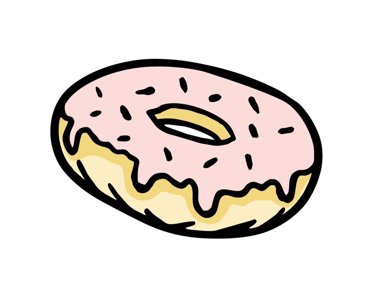Donut ist ein handgezeichneter Bäckereielementvektor im Stil einer Doodle-Skizze. für Café- und Bäckereimenüs vektor