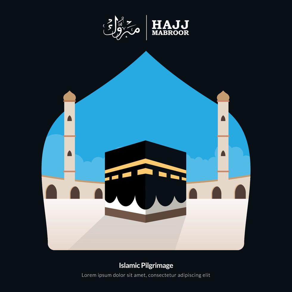 bannerdesign für hajj mabroor in mekka, saudi-arabien, bedeutet schritte des hajj von anfang bis ende, um eid al-adha mubarak zu begrüßen vektor