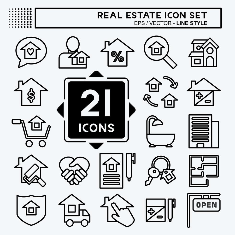 Icon-Set Immobilien. geeignet für Bildungssymbol. Linienstil. einfaches Design editierbar. Design-Vorlagenvektor. einfache Abbildung vektor