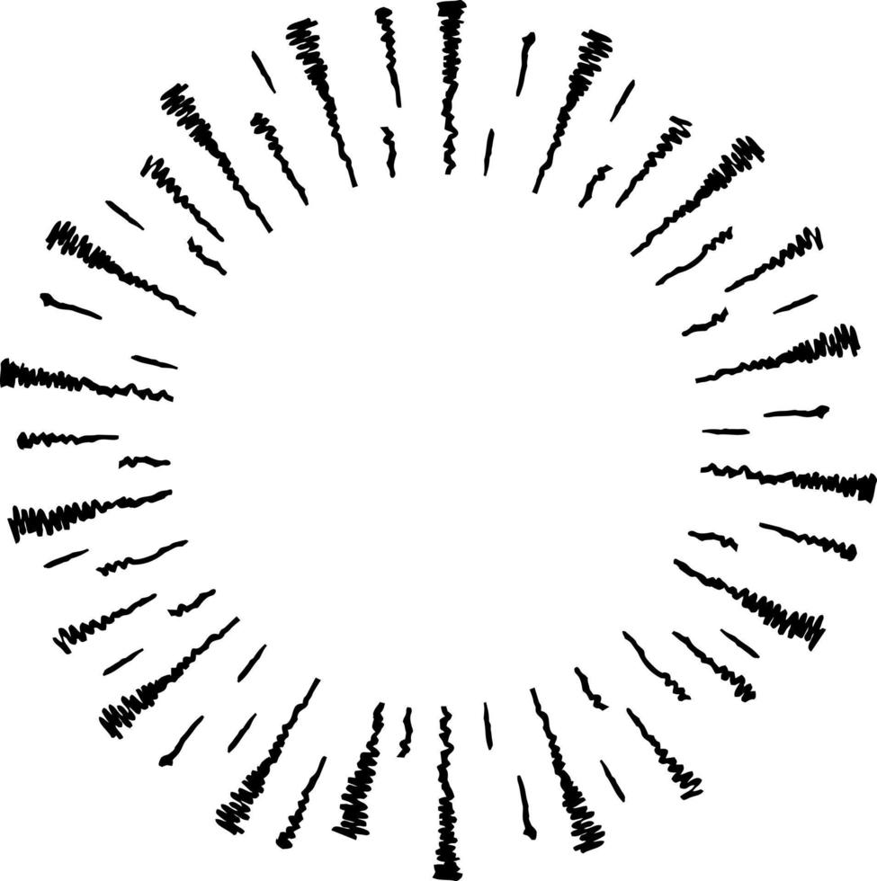 starburst doodle designelement. sunburst ramar skiss illustration vektor