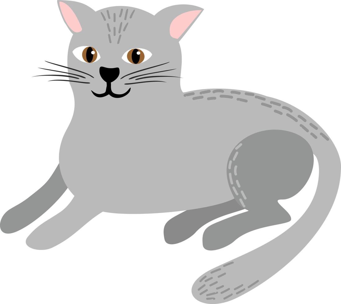 Bild einer liegenden Katze. lustige Zeichentrickfigur vektor