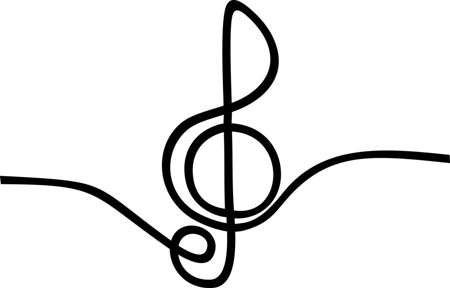 musik tecken kontinuerlig en rad ritning av g nyckel symbol minimalistisk design vektor