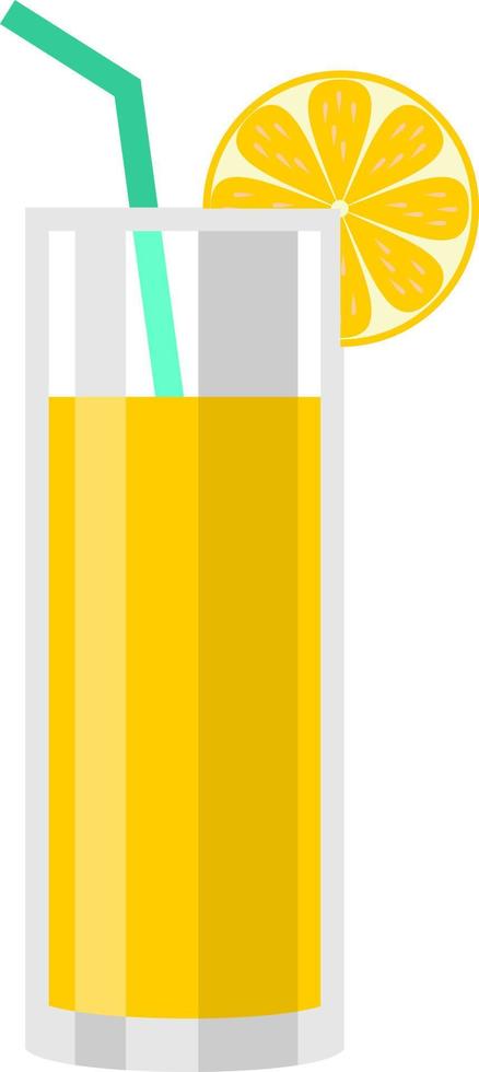 naturlig färsk citronsaft i ett glas. dricka med citron. citronklyfta, drickspipa. citrusfrukt vektor